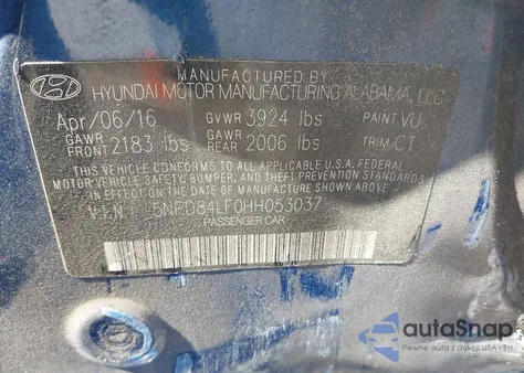 2017 Hyundai Elantra Limited из США, поврежденный, VIN 5NPD84LF0HH053037